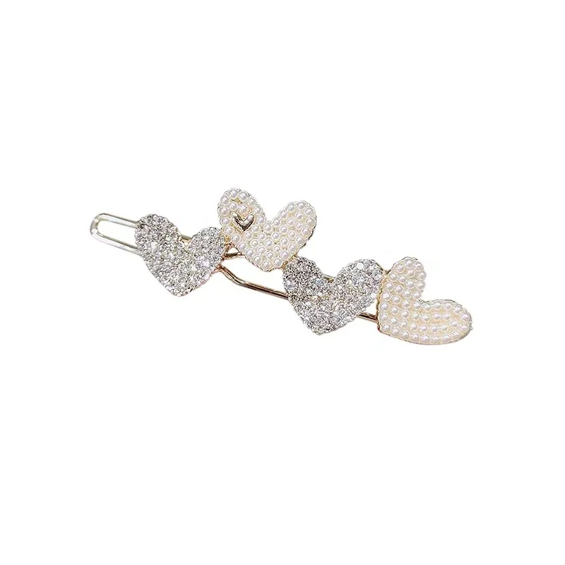 Lovely Heart-shape Hairpins Fashionable Rhinestone Heart Hair Clip Fringe Ornament Woman Hair Accessories