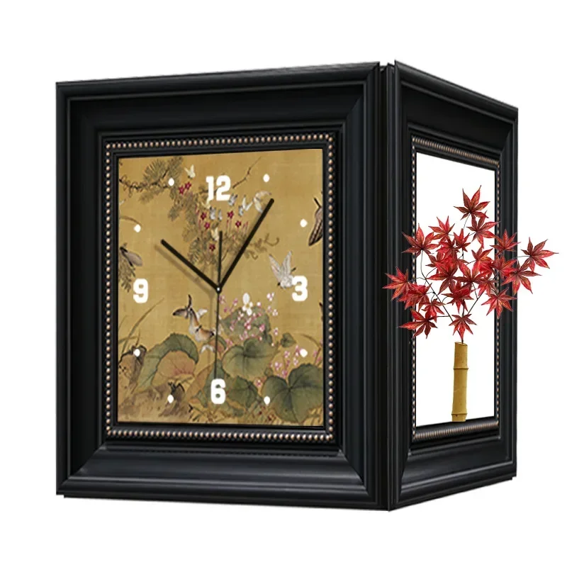 new model can insert green plants, the antique double-sided wall clock in clock is retro corner