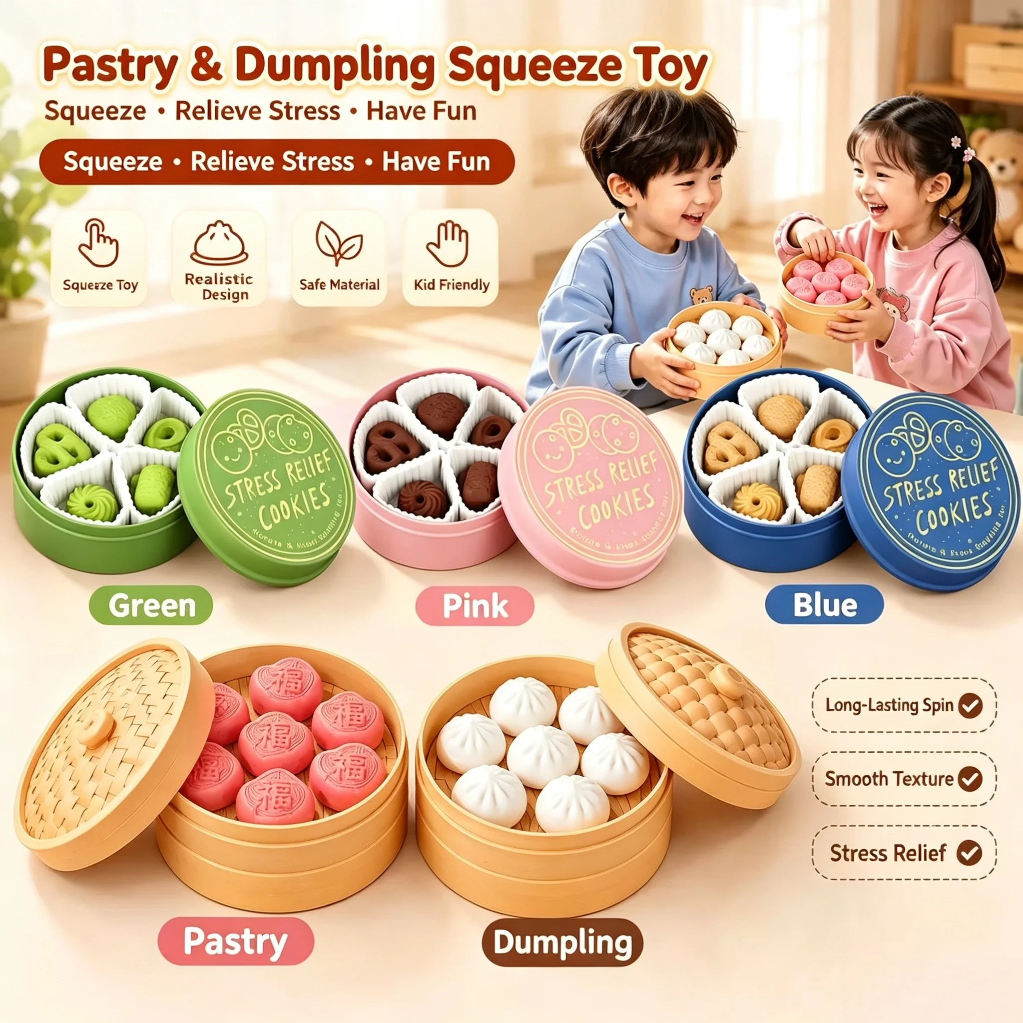 Dumpling Press Set - Giocattolo Antistress a Forma di Raviolo