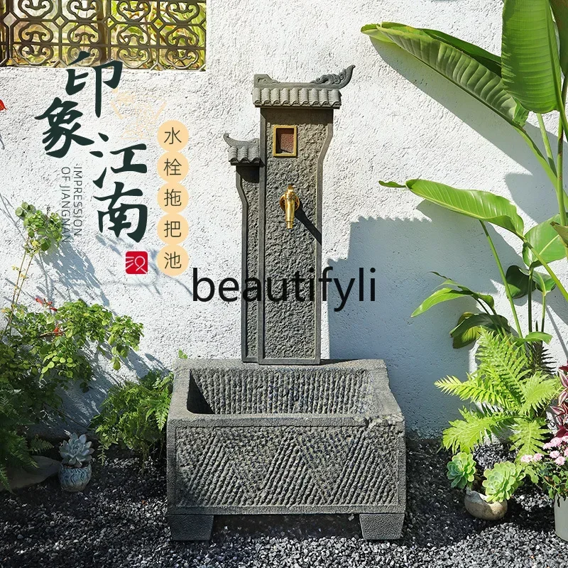

H5556Chinese style courtyard garden column water plug Chinese style outdoor landscaping decoration mop pool watering faucet