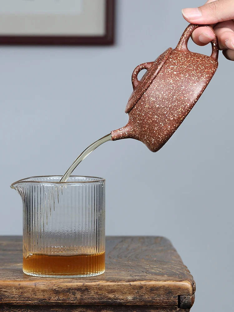 Tibetan Pot World Yi Purple Sand Pure Handmade Kung Fu Tea Set 20 Mesh Symbiotic Mineral Dragon Blood Stone