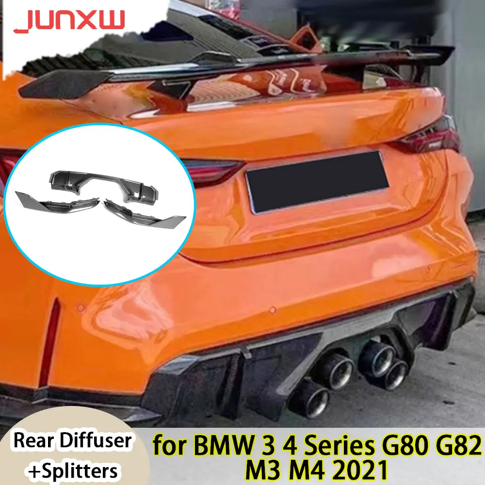 

Задний диффузор из сухого углеродного волокна, спойлер, разветвители, диффузор заднего бампера для BMW 4 серии G82 G83 M4 Sedan 2021+, аксессуары