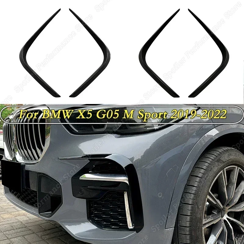 

For BMW X5 G05 M Sport 2019-2022 2Pcs Front Bumper Lip Spoiler Side Splitter Diffuser Bodykit Tuning Wind Knife Stickers Cover
