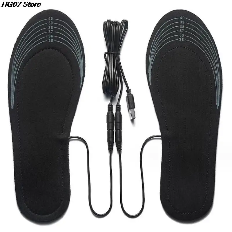 2PCS 5V USB Rechargeable Heated Insoles Size 35-46 DIY Carbon Fiber Electric Heated Shoes Pad for Winter Foot Warmers