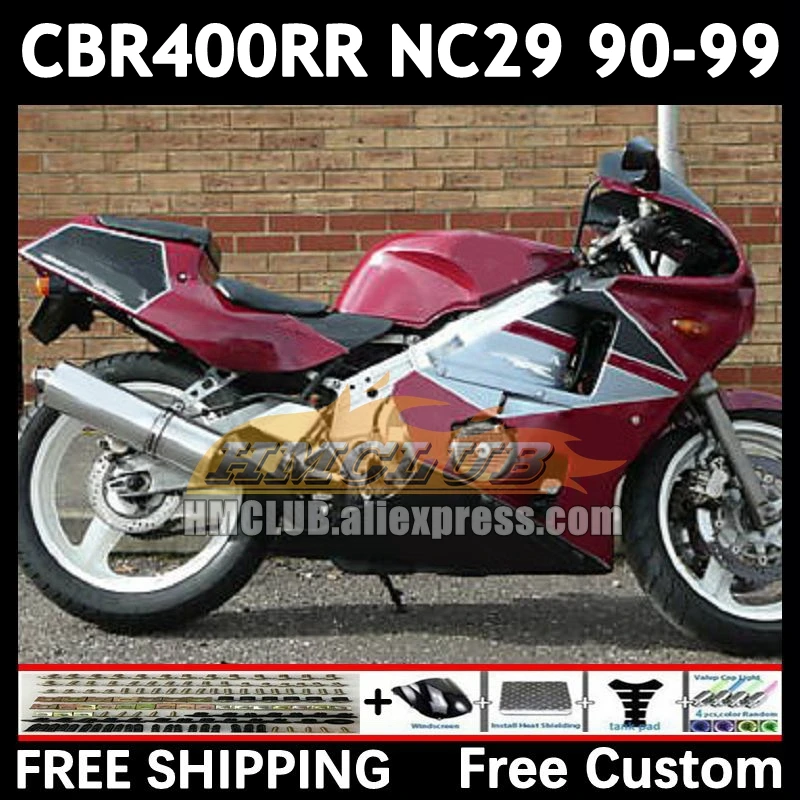 Bodywork For HONDA CBR400 CBR 400 RR 400RR 90 91 92 93 94 104No.35 CBR400RR NC29 1995 dark red 1996 1997 1998 1999 Fairings