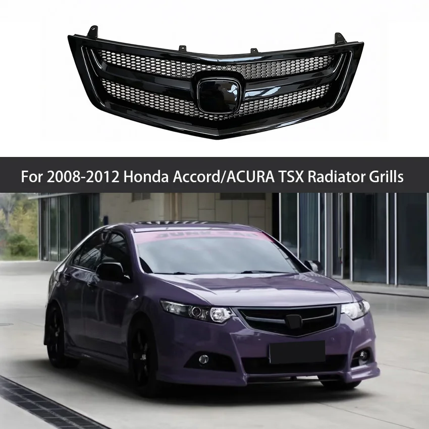 For Honda Accord/For ACURA TSX 2008 2009 2010 2011 2012 Upper Bumper Hood Mesh Grills Front Bumper Grille Racing Grill Body Kit