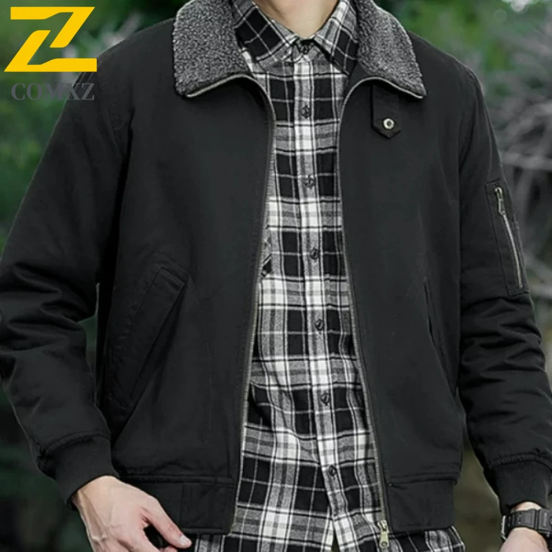

COMXZ Men Outdoor Jacket Premium Stand Collar Travel Cold Resistant Parka Street Style Thickened Warm Winter Windbreaker