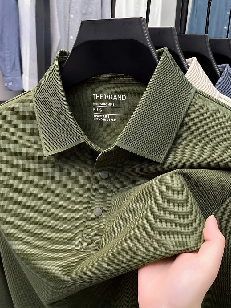 

Мужская повседневная футболка с длинным рукавом и воротником для среднего возраста, модная дышащая верхняя одежда