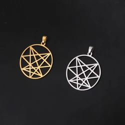EUEAVAN 1pc Order of Nine Angles Symbol Pendant Amulet Stainless Steel Round Pendants Sacred Geometric Charms Jewelry Making