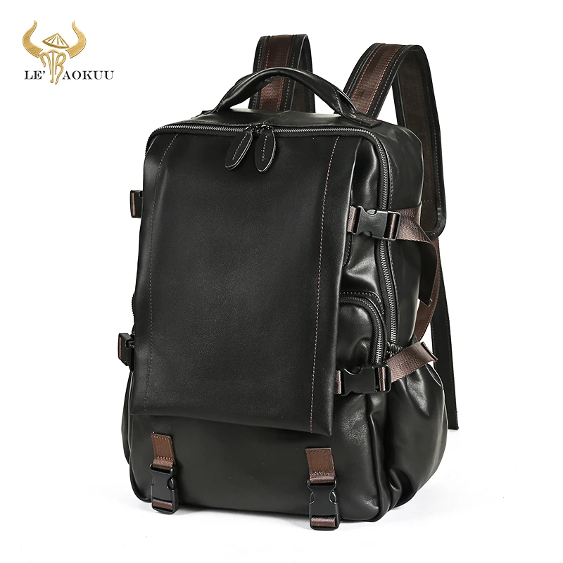 

Men Genuine Crazy Horse Leather Vintage Travel University College School Book Bag Designer Male Backpack Daypack Laptop Bag 2006