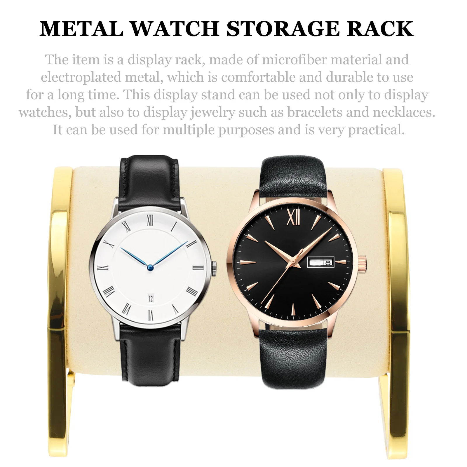 1pc Metal Watch Display Rack Single Holder Beige Desktop Storage Organizer Compatible All Watches Jewelry Prop Stand