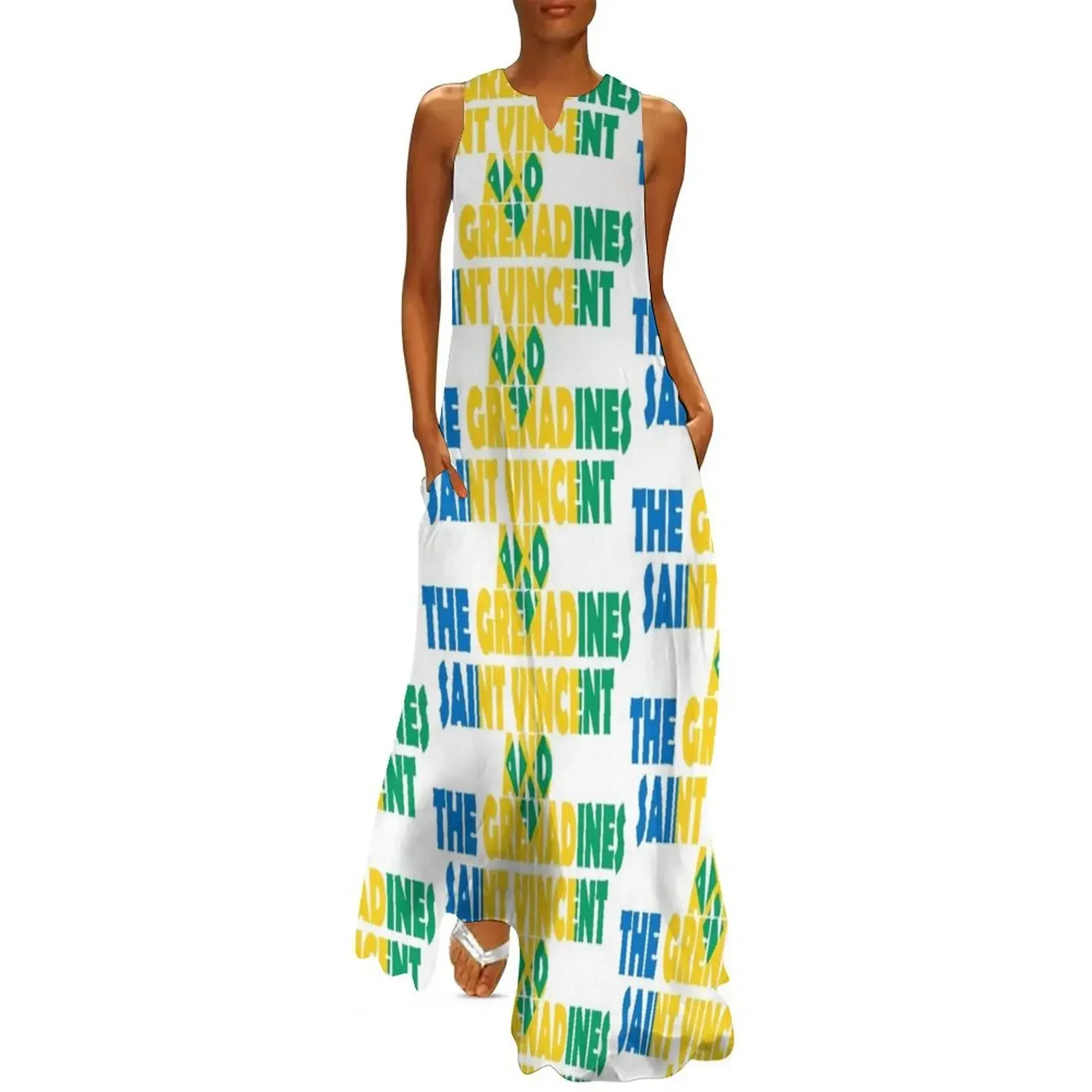 

Saint Vincent and the Grenadines Long Dress women's elegant loose dresses dresses summer women evening dress Dress