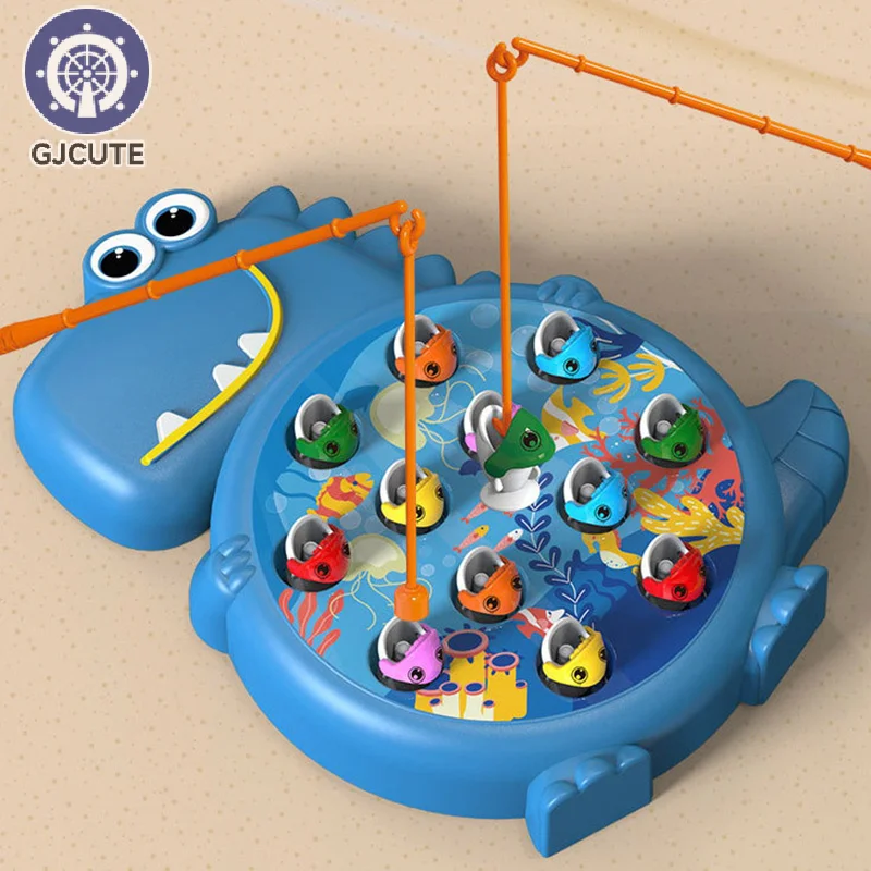 Imitation Magnetic Dinosaur Fishing Plate Toys Play Rod Game Toy For Children Baby Montessori With Rod Kids Educational Gift