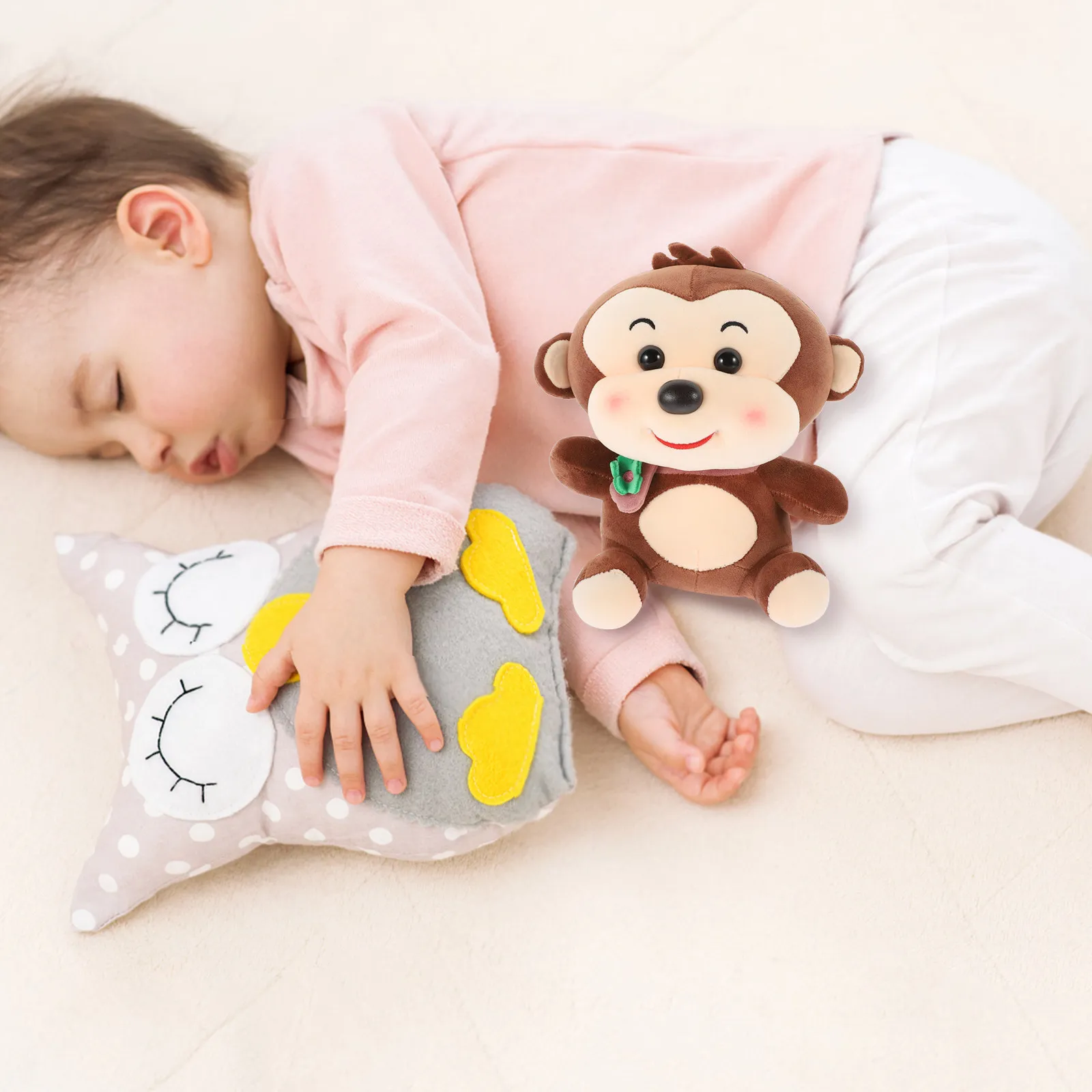 

Monkey Stuffed Animal Soft Down Cotton Adorable Cartoon Style Comfortable Sleep Decor Lovely Kid Stuffed Plaything
