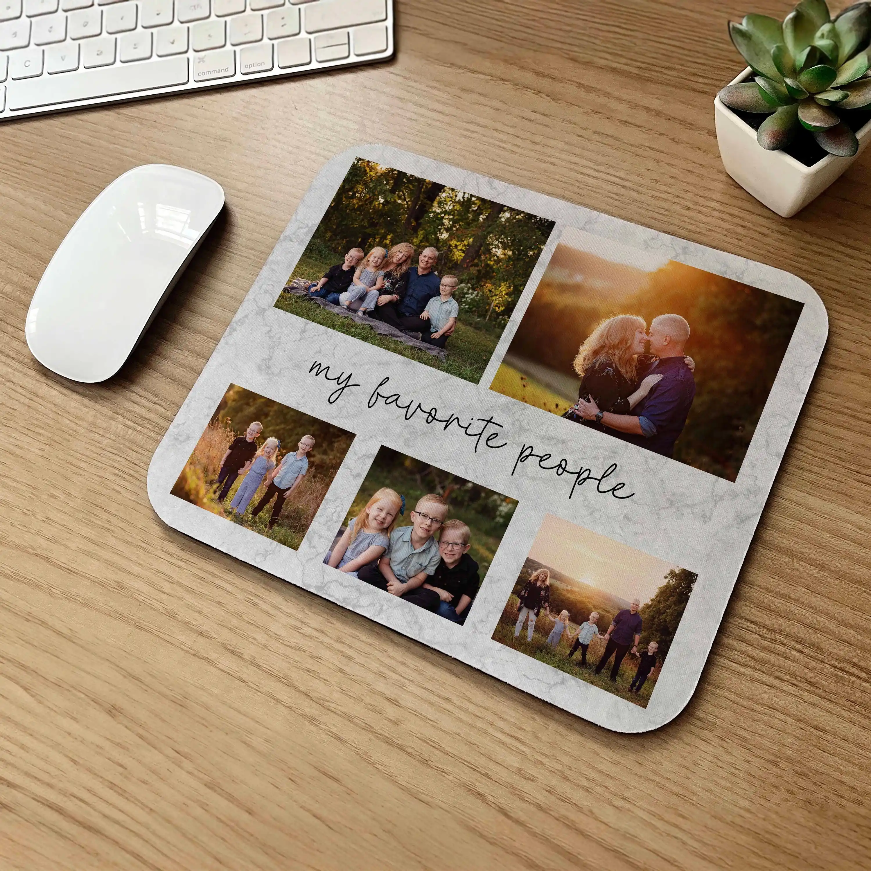 Personalized Photo Collage Mousepad, Custom Text Desk Mat, Custom Family Couple Picture Gift, Work From Home Decor