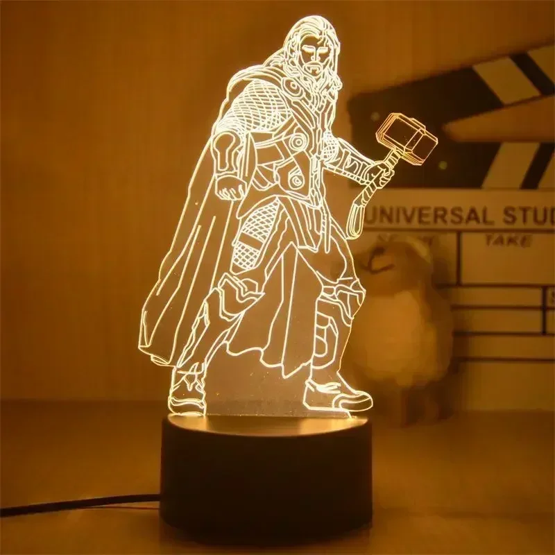 Anime Figure Lights 3D LED Lamp Ironman Spiderman Disney Action Figures Children Bedroom Lamp LED Model Decor Gift for Toys Kids