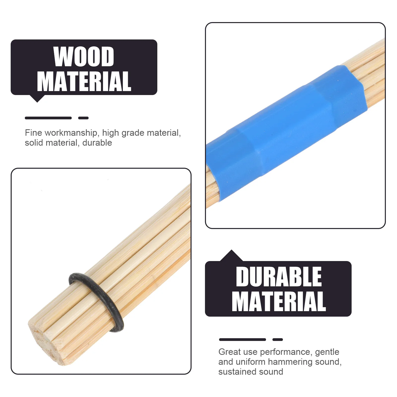 

1Pair Wooden Drum Mallets Professional Percussion Instrument Replacement Durable Solid Wear Resistant Sound Accessory