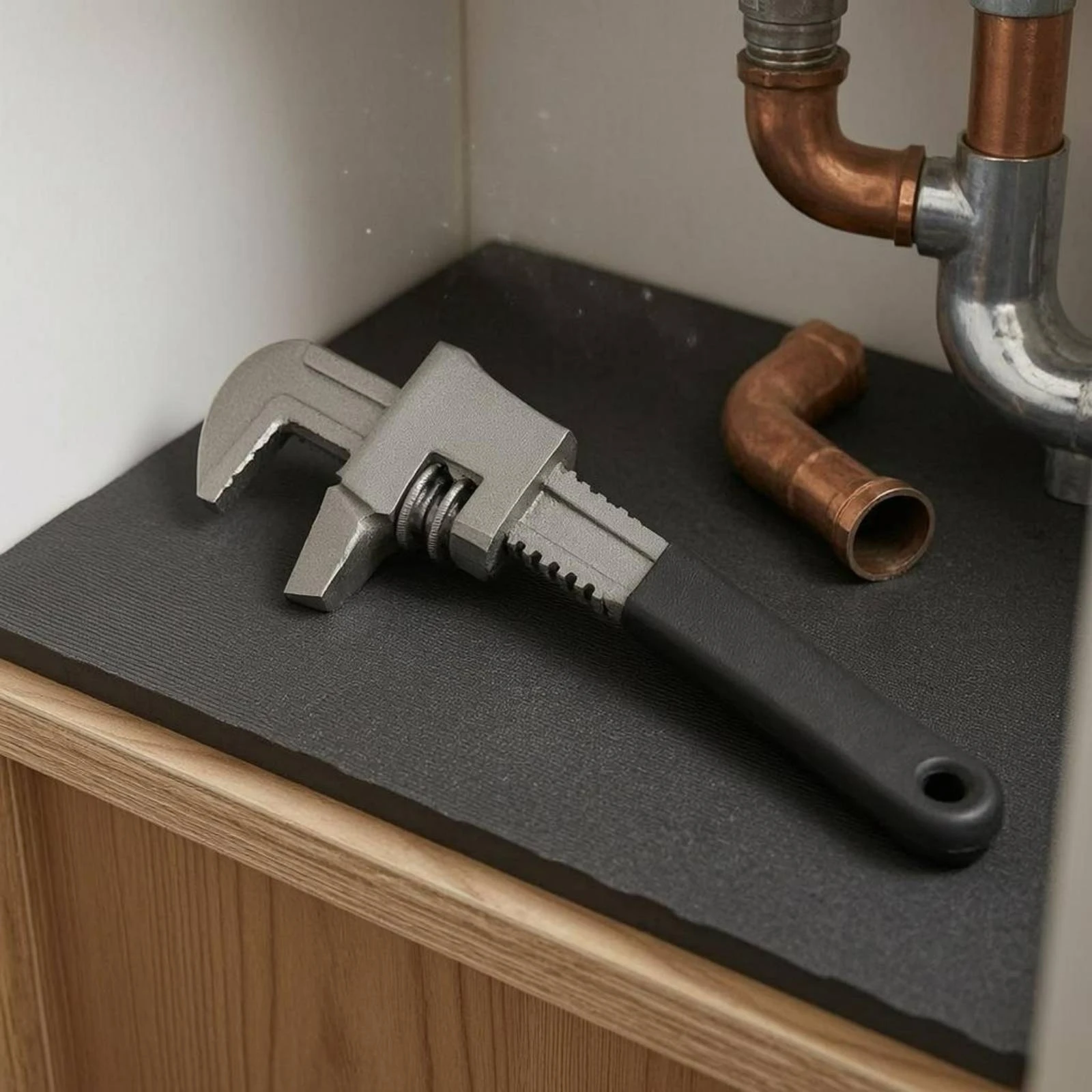F-Shaped Pipe Wrench Coil-Powered-Loaded Adjustable Pipe Wrench Hand Tool Metal Heavy Duty