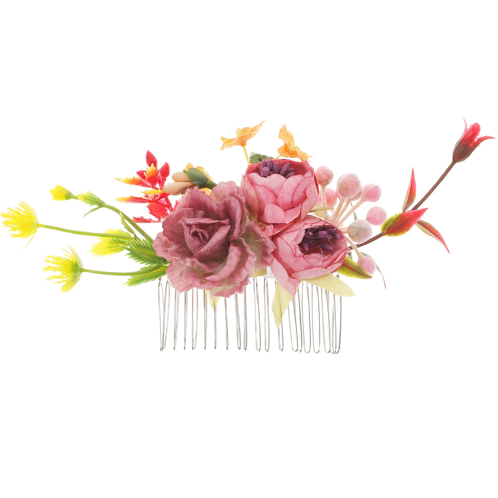 

1 Piece Simulation Rose Flower Hair Comb for Women Bridal Wedding Headdress Bohemian Style Prom Anniversary Travel Photography
