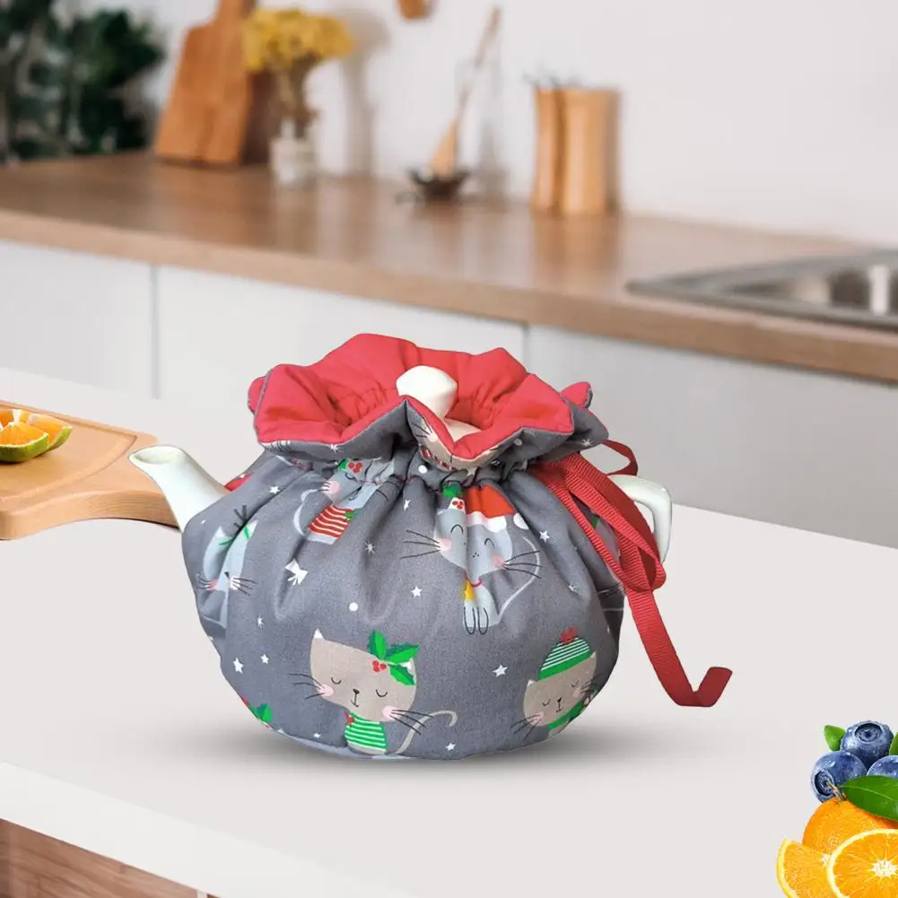 Machine Washable Teapot Cover Adjustable Teapot Cover Christmas Printed Teapot Cover Tea Cozy Set for Insulated Kettle Kitchen