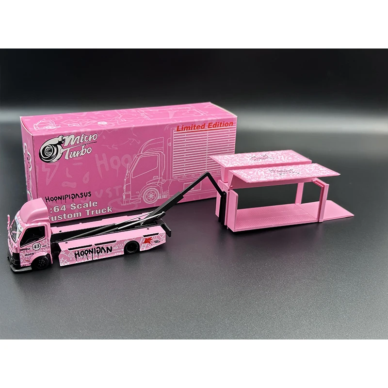 MT In Stock 1:64 Pink Hoonipigasus 300 Series Custom Gull Wing Truck Diecast Diorama Car Model Toys MicroTurbo