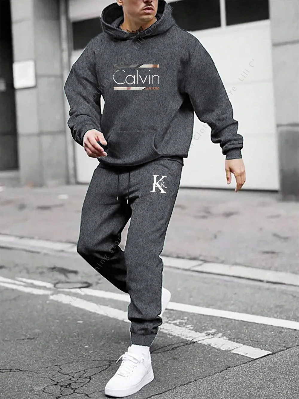 Tracksuit Mens Hoodies Sweatshirt Sweatpant 2 Piece Autumn Winter Fleece Hip Hop Hoody Coat Pullovers Clothing Men's Clothes New