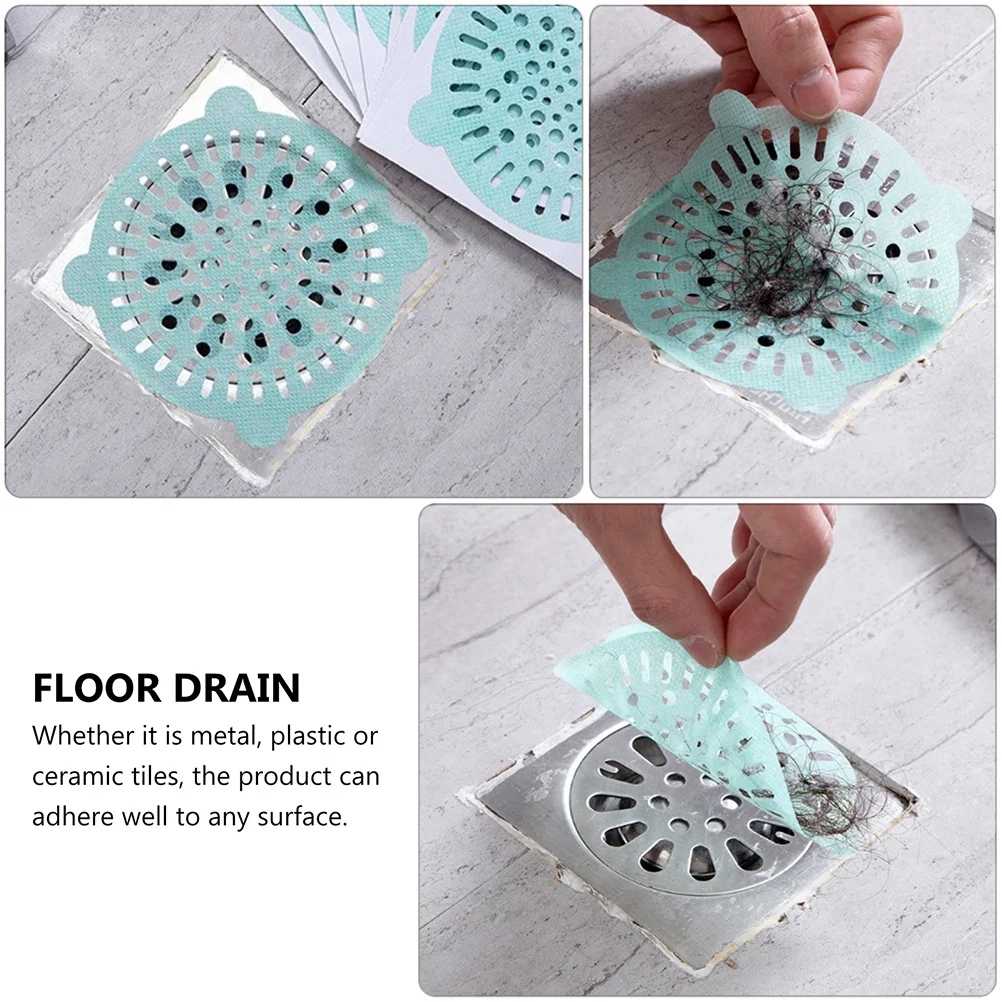 

30Pcs Disposable Hair Filter Stickers Floor Drain Sink Cover Anti-Blocking Waterproof Sink Strainer Adhesive Protection