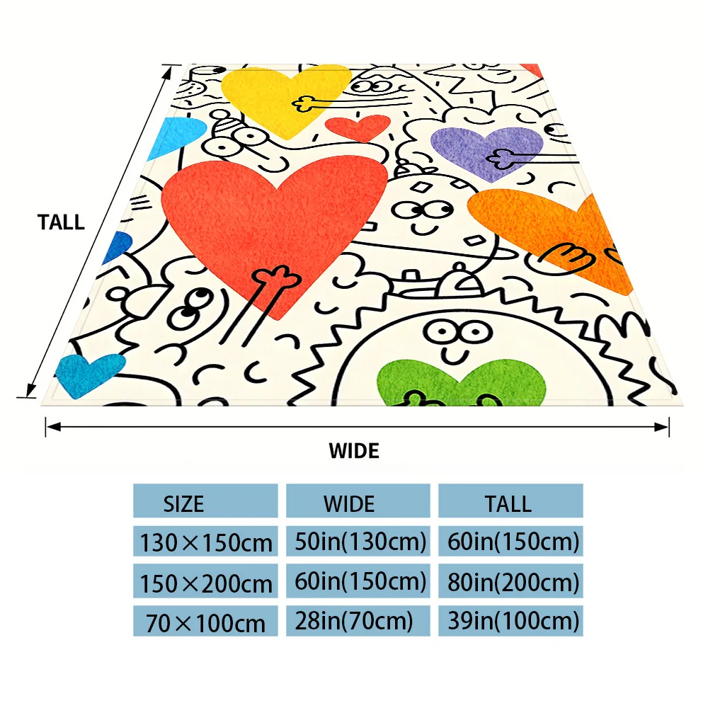 Cartoon Color Hearts Flannel Blanket, Ultra-Fine Fiber, All Season Luxurious Fluffy Blanket Suitable For Beds Or Sofas
