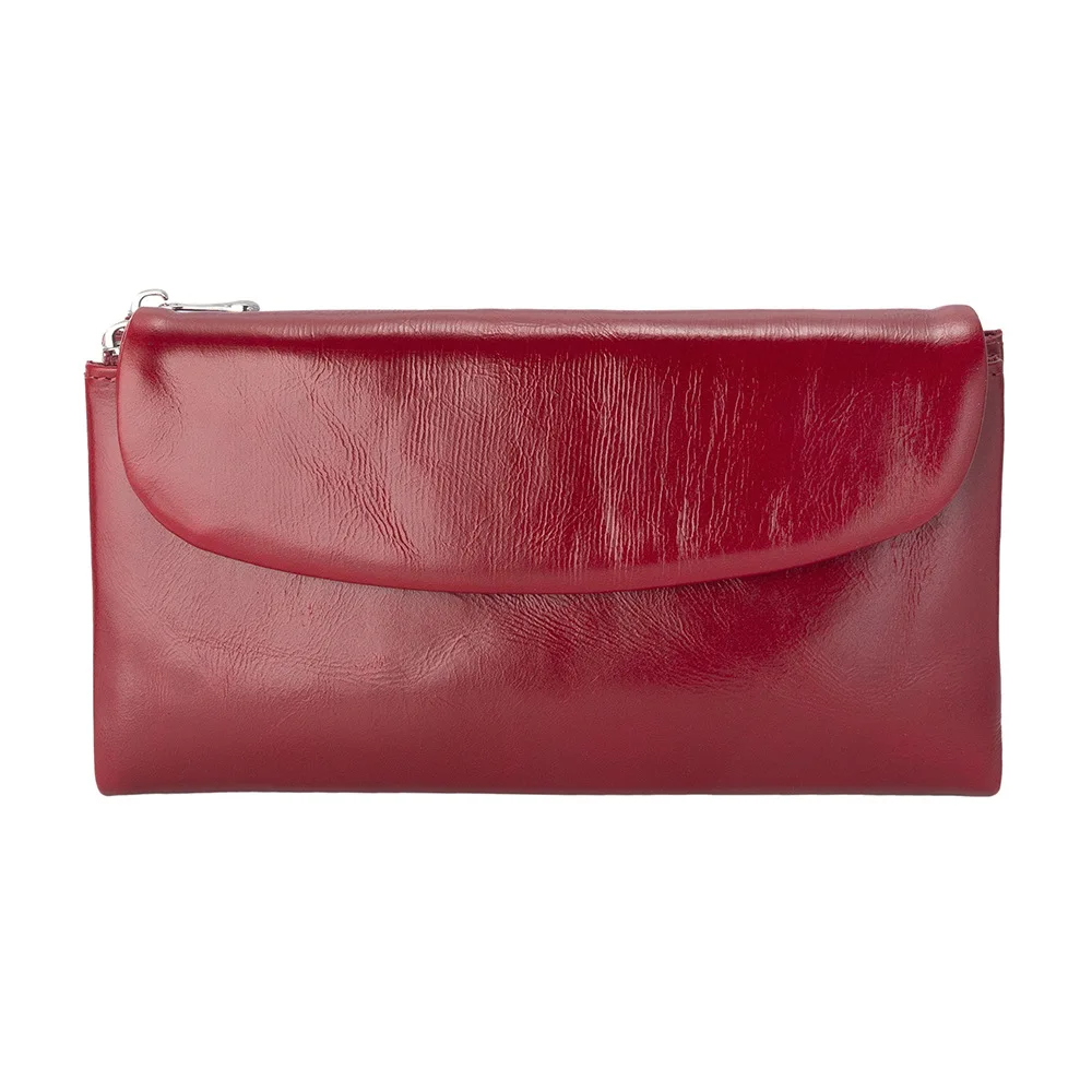 

RFID Card Holder Genuine Leather Purse Bag Soft Oilwax Cow Leather Wallet Woman Long Cowhide Clutch Bag