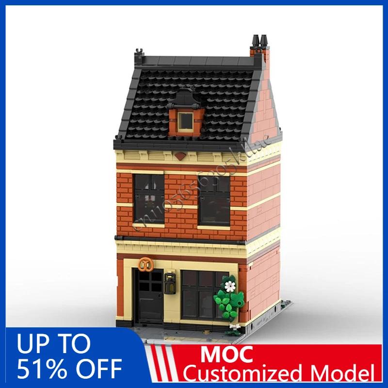 

1554 шт., городская уличная сцена, старый город, пекарня, MOC, модульный строительный блок, кирпичная модель, дизайн, сделай сам, сборка для мальчиков, игрушка в подарок