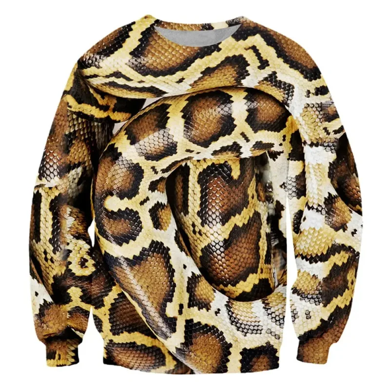 

New 3d Printed Snake Sweatshirt For Men Women Cool Personalized Snake Skin Graphic Hoodie Autumn Street Oversized Tops Pullovers