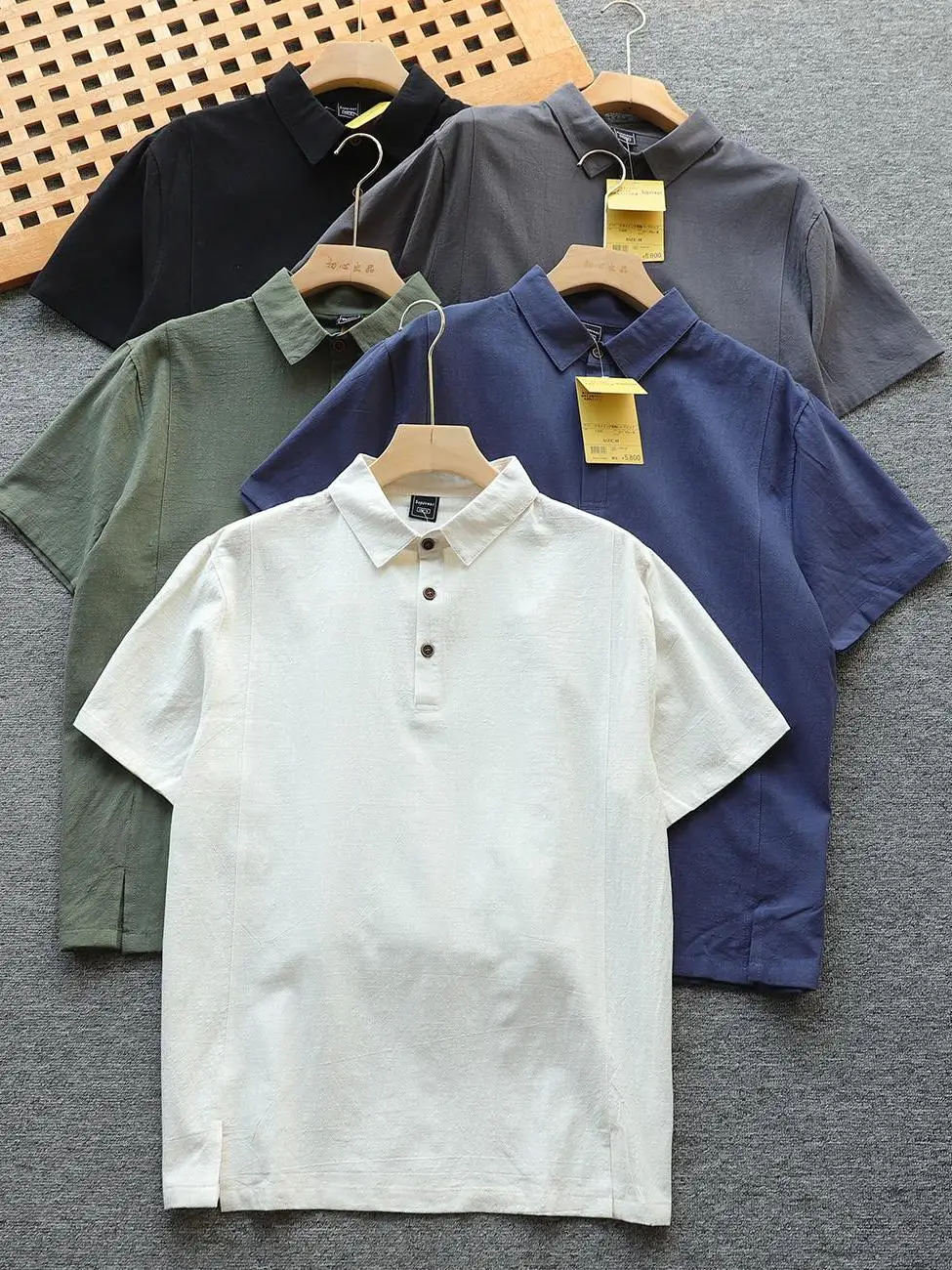 High-End Men's Summer Casual Shirt Classic Half Open Collar Loose Breathable Short Sleeve  for Couples Cool Feeling Cotto...