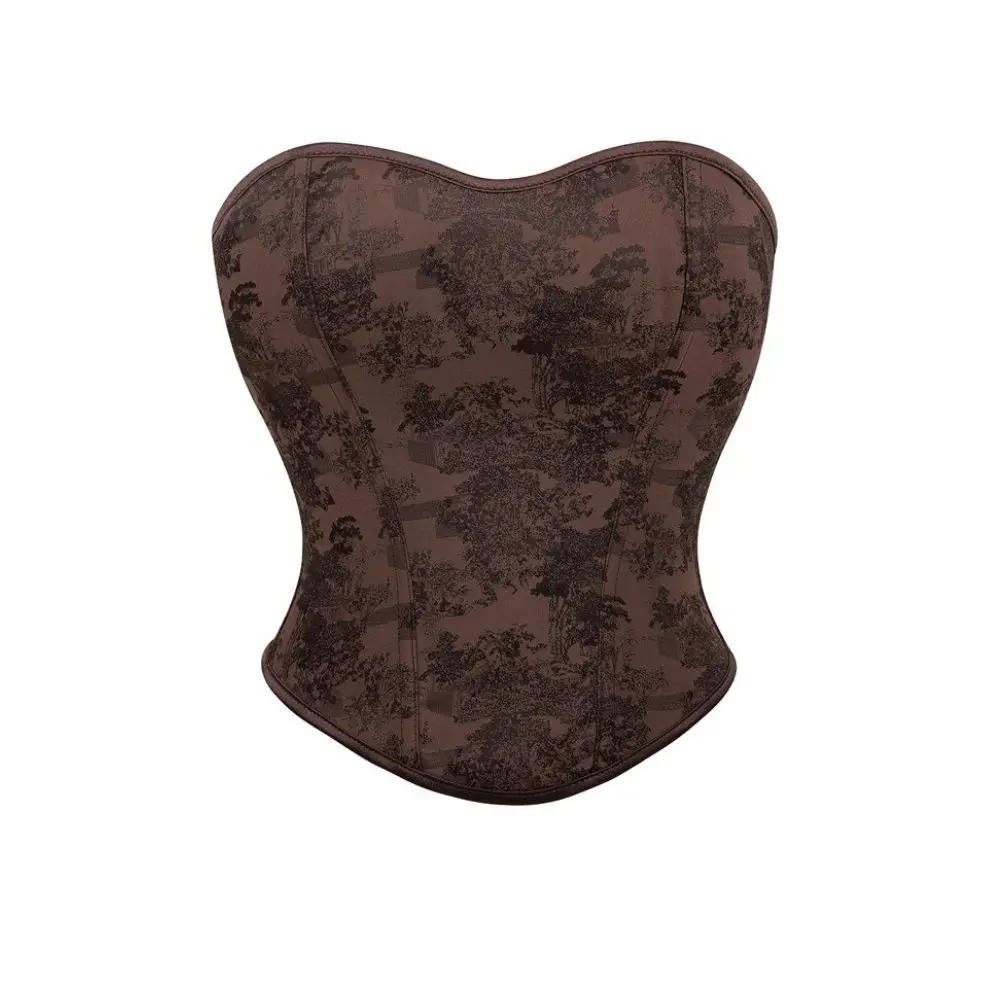 مشد بدون حمالات مطبوع بلون القهوة للنساء في عيد الميلاد والهالوين