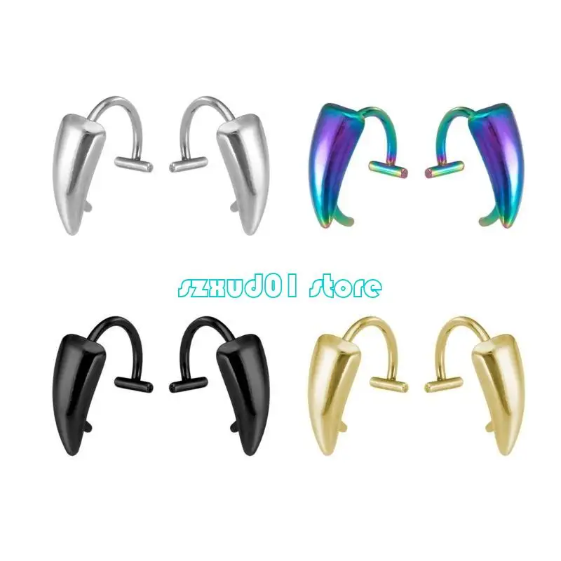 

1XCA Punk Fang Lip Cuffs No Piercing Stainless Steel Rings For Festivals
