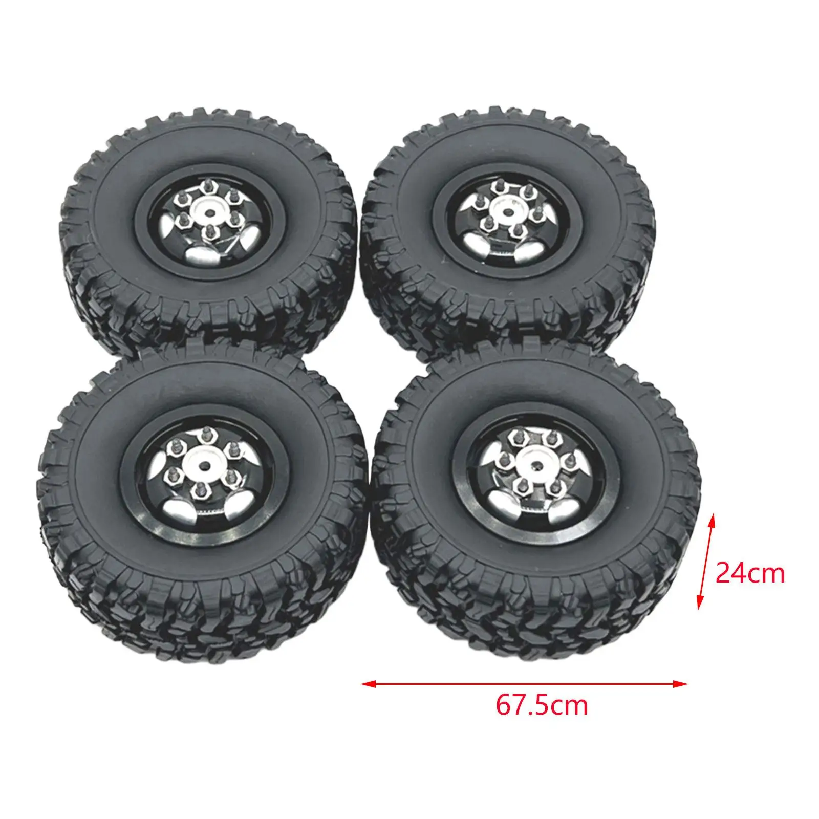 4x RC Car Wheels and Tires Replacement for 1/12 MN82 99S 1/16 RC Crawler Car Black