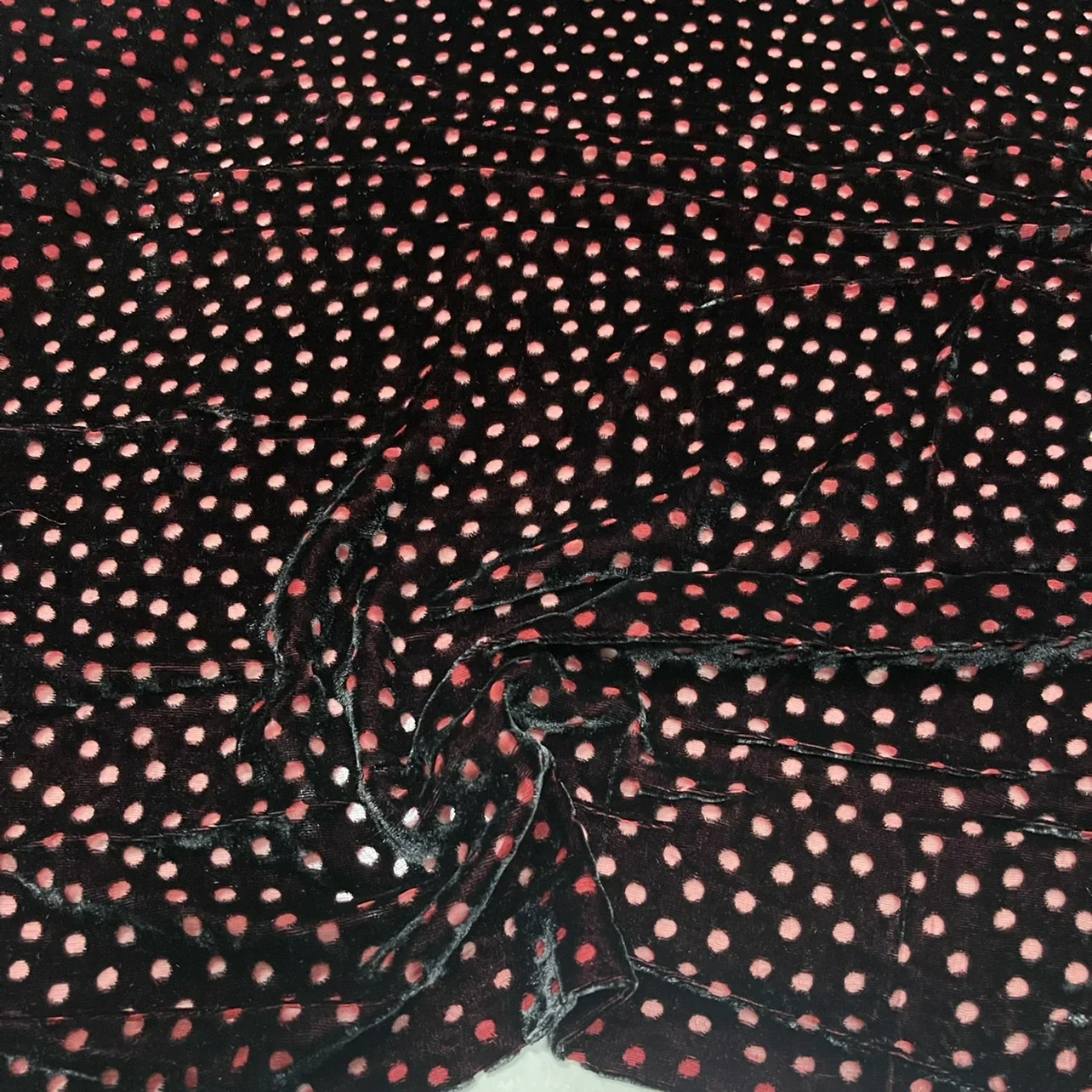 Dots Pattern High-grade Silk Base Fabric Mulberry Flower Burnt Out Hollow Velvet Fabric 10.4