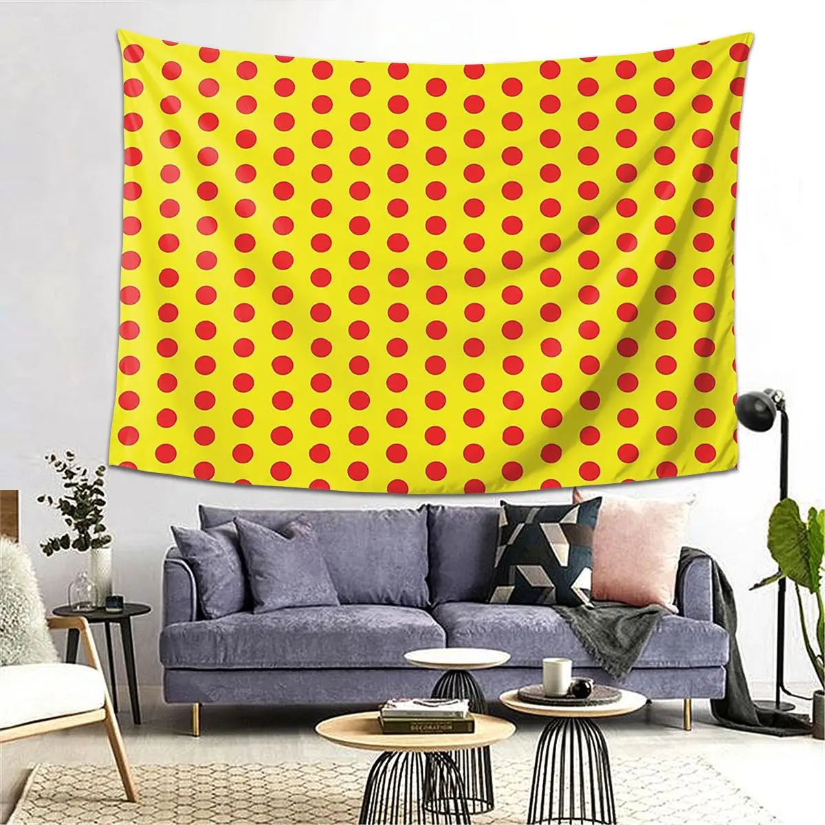 

Classic Red And Yellow Polka Dot Pattern Tapestry Decor Art Aesthetic Tapestries for Living Room Home Wall Cloth Wall Hanging