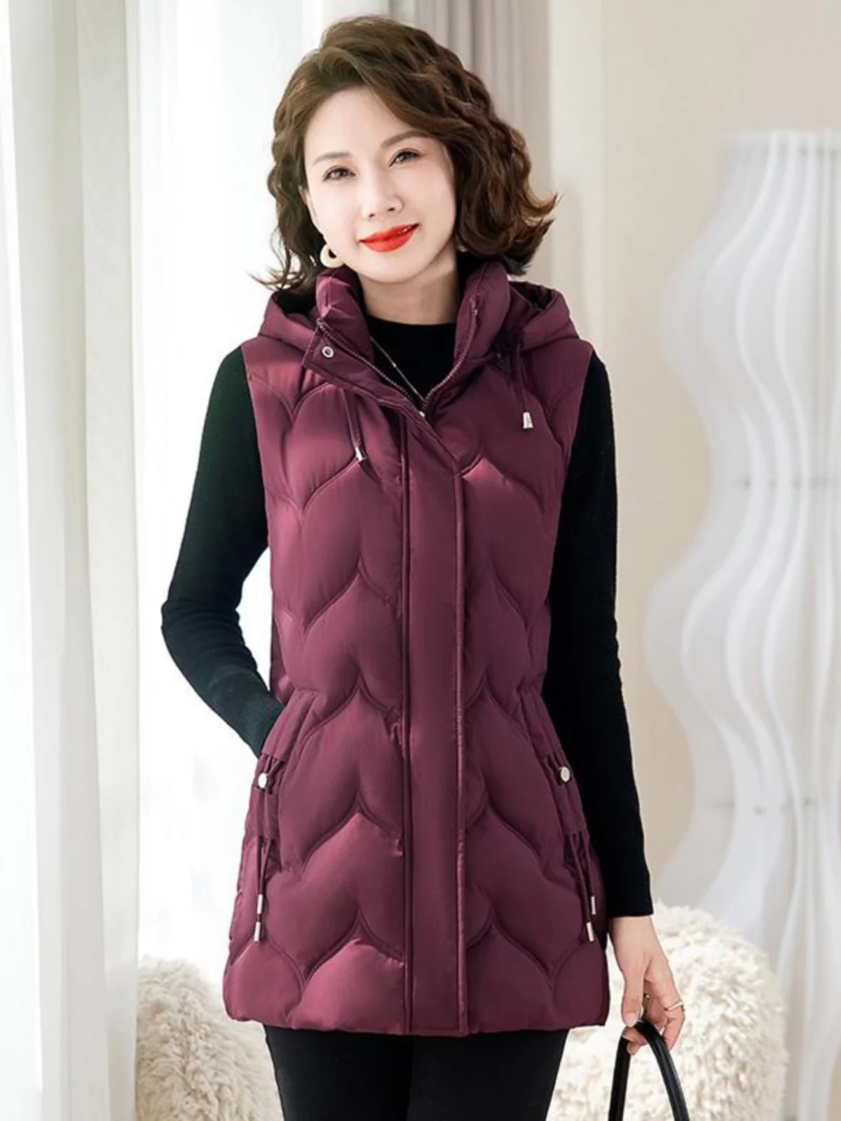 سترة قطنية سميكة للنساء في منتصف العمر مقاس كبير سترة متوسطة وطويلة ملابس الخريف والشتاء الأم ترتدي سترة حرارية #4