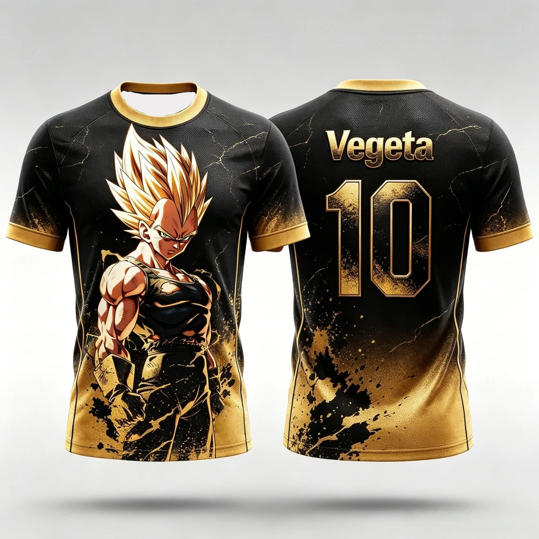 Dragon Ball Vegeta Super Saiyan Jersey T-Shirt 3D-Druck Anime T-Shirt Sportbekleidung Herren Damen Fans Streetwear Familie passende Outfits – Detail 11