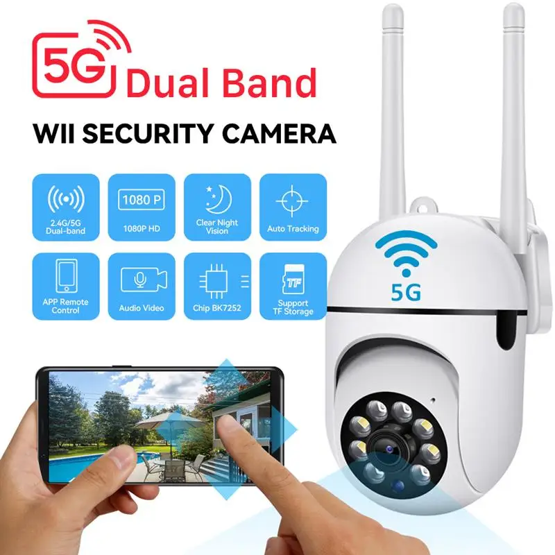 

5G Wifi Survalance Camera Security Protection IP Camera Night Vision Motion Detection Home Security Mini Camera 2 Way Talk