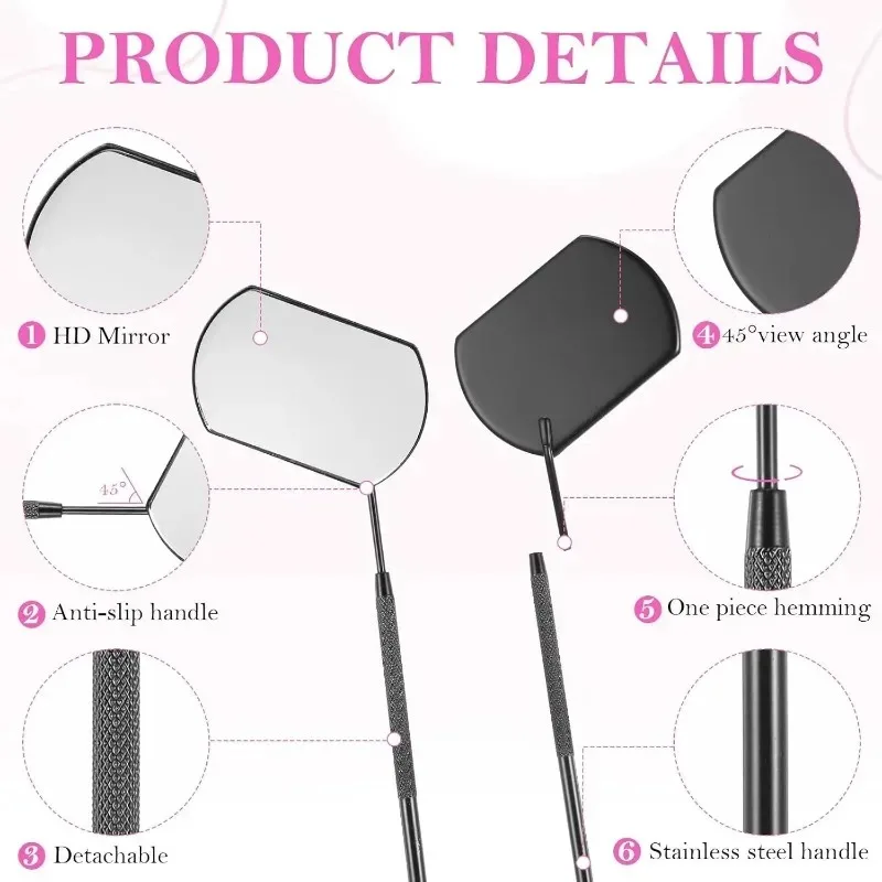 1pcs Oval Multifunction Checking Lash Mirror Eyelash Extension Beauty Makeup Portable Stainless Steel Eyelashes Mirror Tools