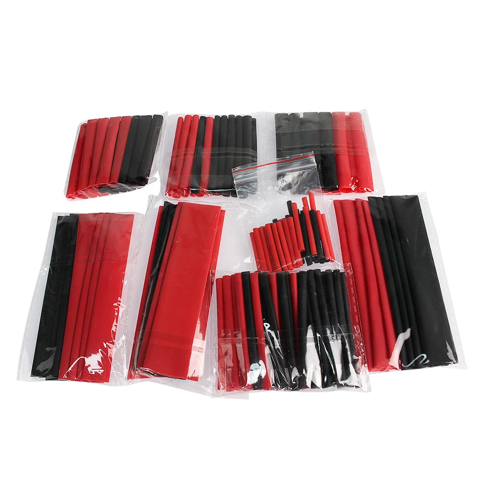 150Pcs 2:1 Heat Shrink Tubing Kit Multi-Size Insulation Thermoresistant Sleeve for Wire Cable Repair DIY Electronics Red & Black