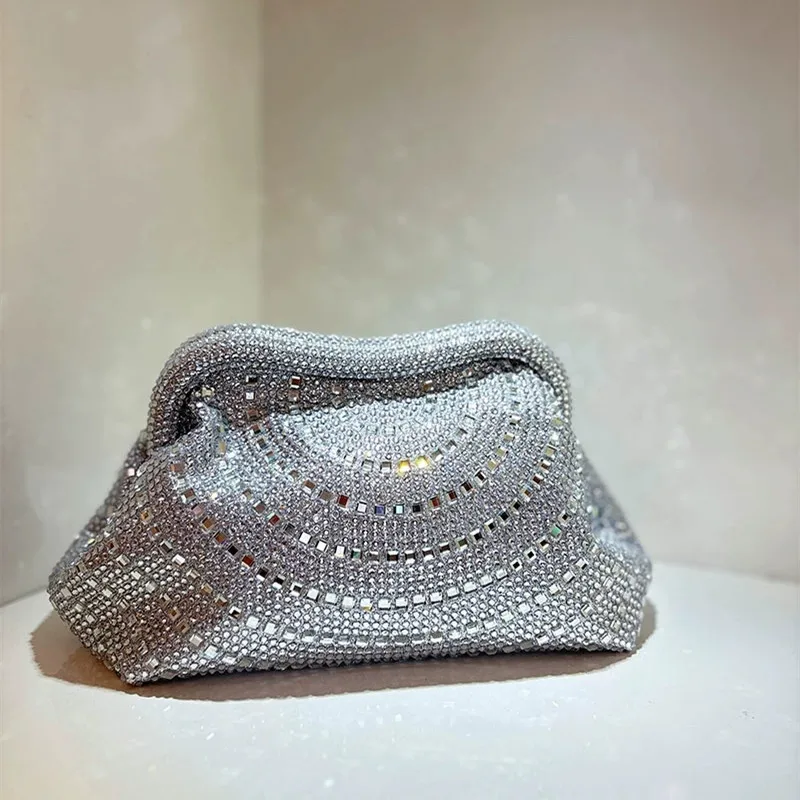 

2025 Luxury Bling Shiny Color Diamonds Women Evening Clutch Purse High-end Wedding Party Banquet Handbag Glitter Crossbody Bag