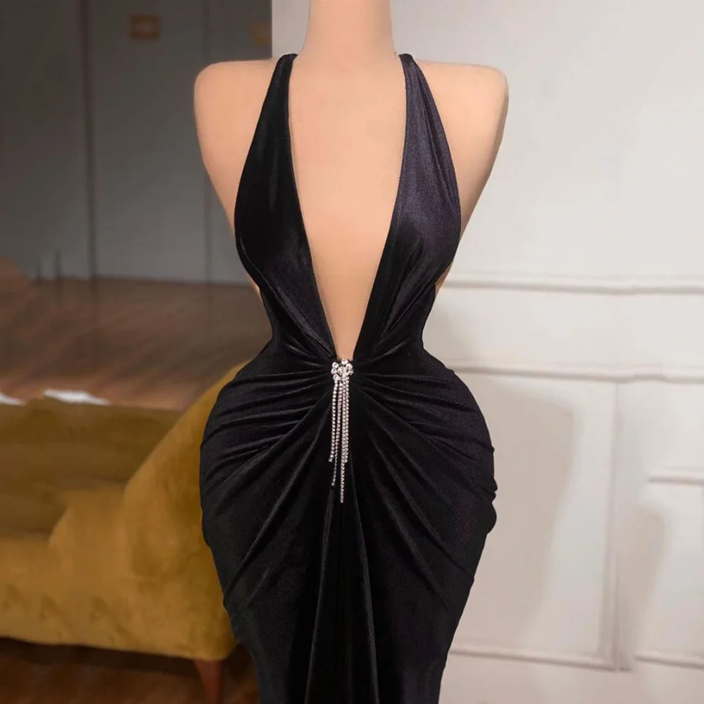 Camellia Sexy Deep V Neck Party Dresses Backless Tank Gowns Simple Mermaid Vintage New Arrival Prom Dress فساتين سهرة