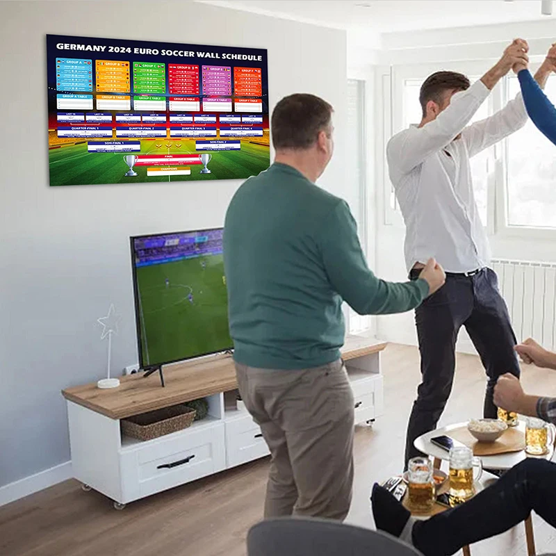 2024 Soccer Wall Schedule ASM Match Chart Poster per Bar Home Party Decor European Cup Schedule Painting cancellabile
