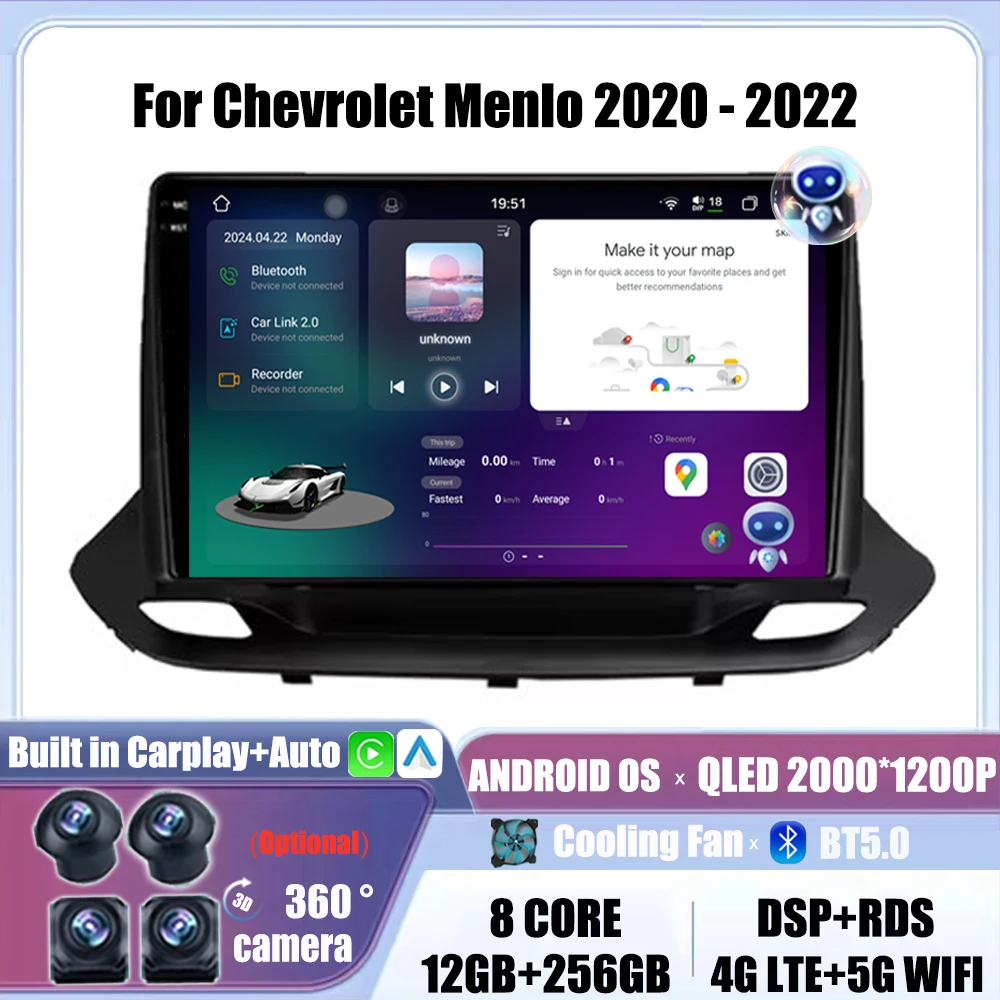 Android Car Radio 4G Multimedia For Chevrolet Menlo 2020 - 2022 DSP WIFI Video Player Navigation GPS Autoradio Carplay BT