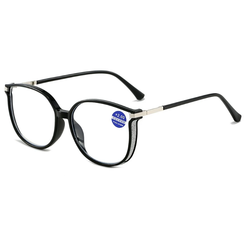 

Anti Blue Light Reading Glasses for Women Stylish Large Frame Set with Diamonds Presbyopic Eyewear Plano Eyeglasses