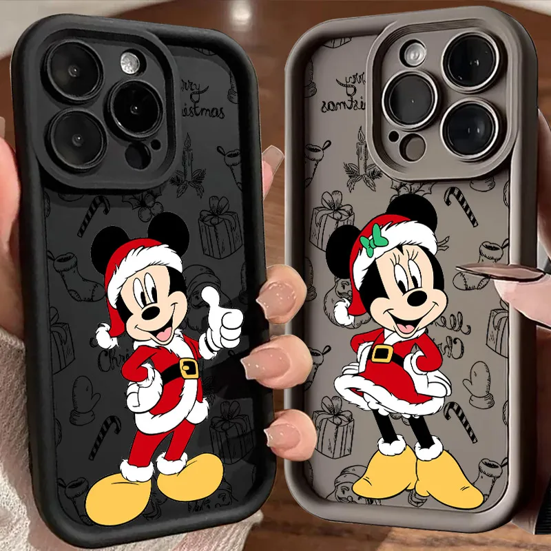 

Merry Christmas Mickey Mouse Soft Silicone Case For iPhone 17 11 15 16 13 Pro Max 14 Plus 12Pro 16E 17AIR Shockproof Phone Cover