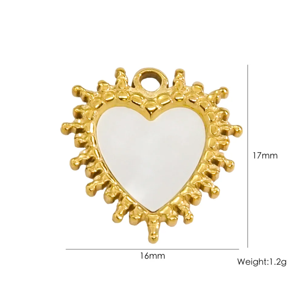 3PCS Stainless Steel 26 Style Key Heart White Shell Pendant Charms DIY Necklace Charms Jewelry Accessories
