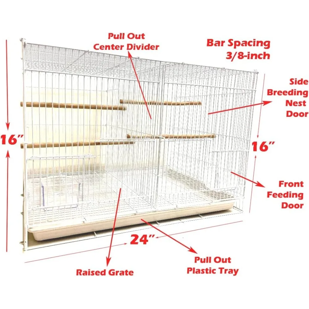 Lot of 6 Aviary Breeding Finch Aviary Canary Flight Bird Cage with Center Divider 24